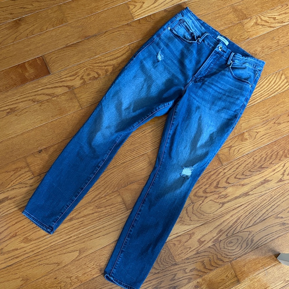 Good American Distressed Dark Blue Skinny Jeans